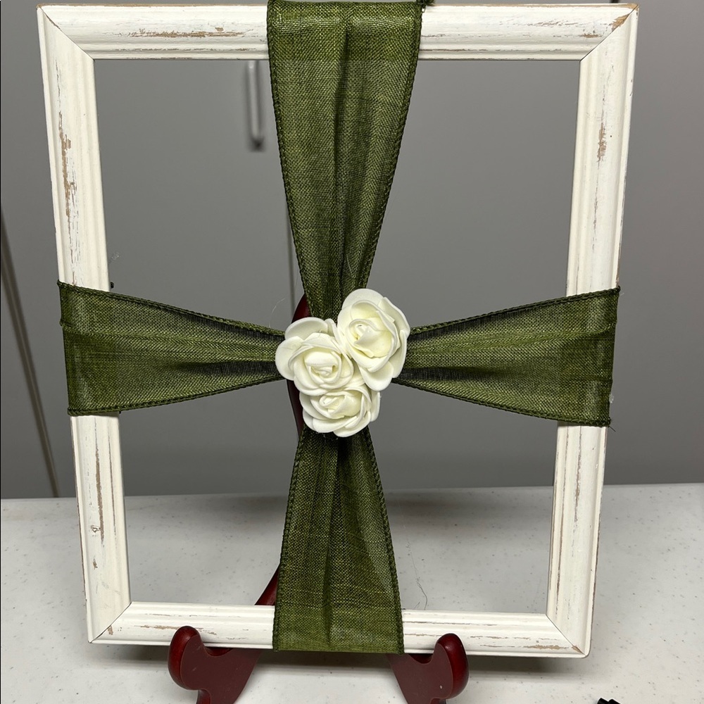 Hand Crafted
Rustic Green Ribbon Frame Wall Decor Cottage Farmhouse Accent